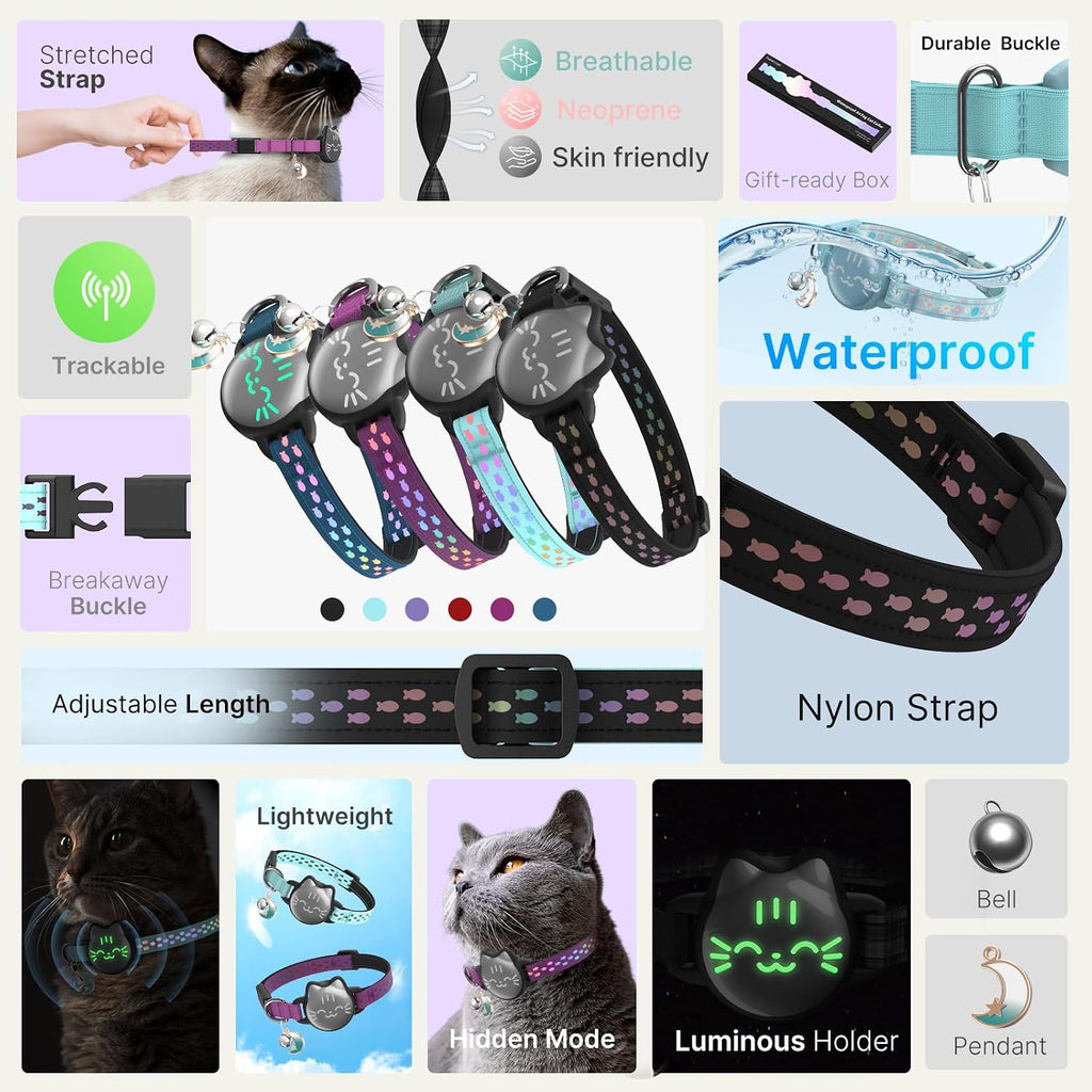 AirTag Cat Collar: Reflective Breakaway Collar, Hidden AirTag Holder - Image 2