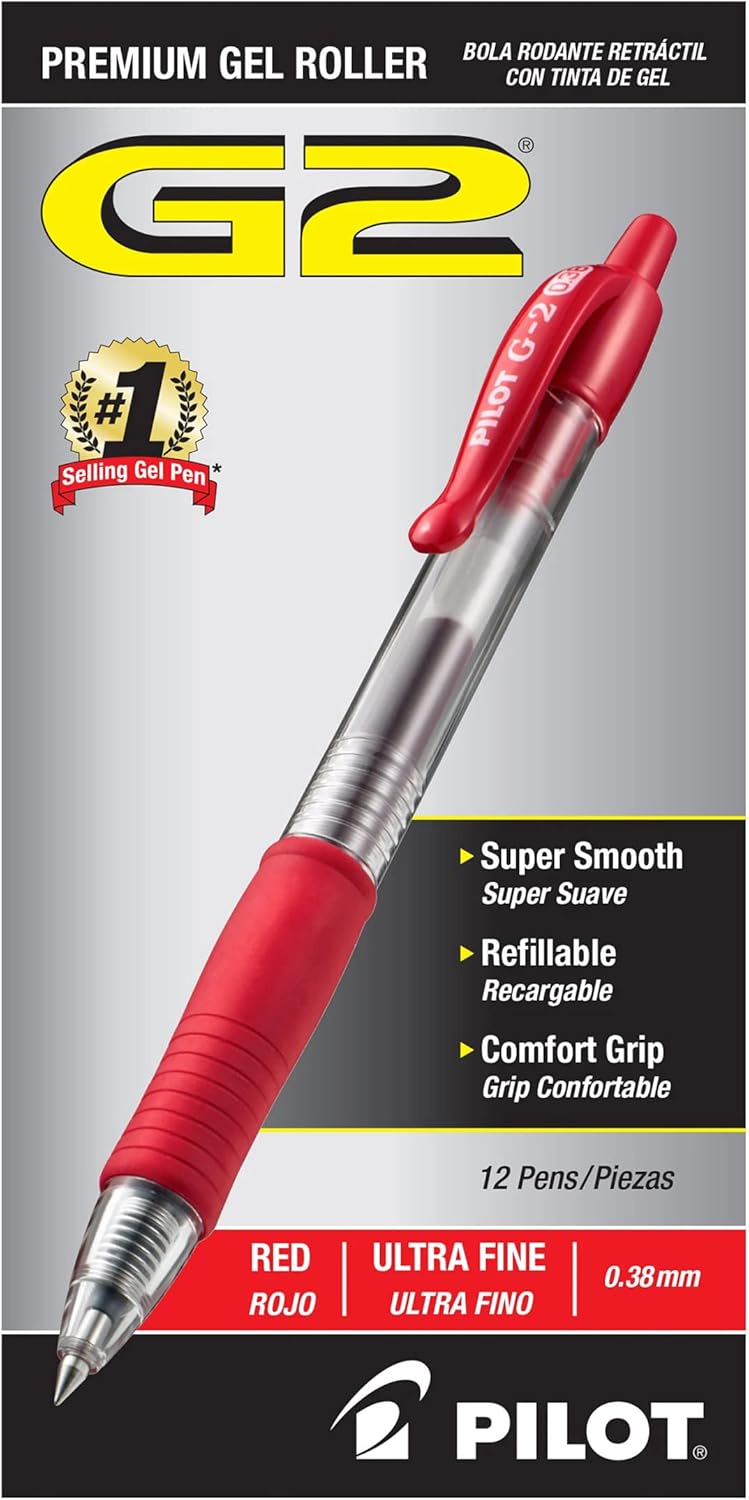 Pilot G2 Premium Refillable and Retractable Rolling Ball Gel Pens, Ultra Fine Point, Gel Ink Pens, 0.38mm, Black Ink, 12-Pack - Image 8