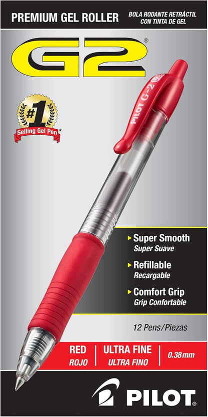 Pilot G2 Premium Refillable and Retractable Rolling Ball Gel Pens, Ultra Fine Point, Gel Ink Pens, 0.38mm, Black Ink, 12-Pack - Image 8