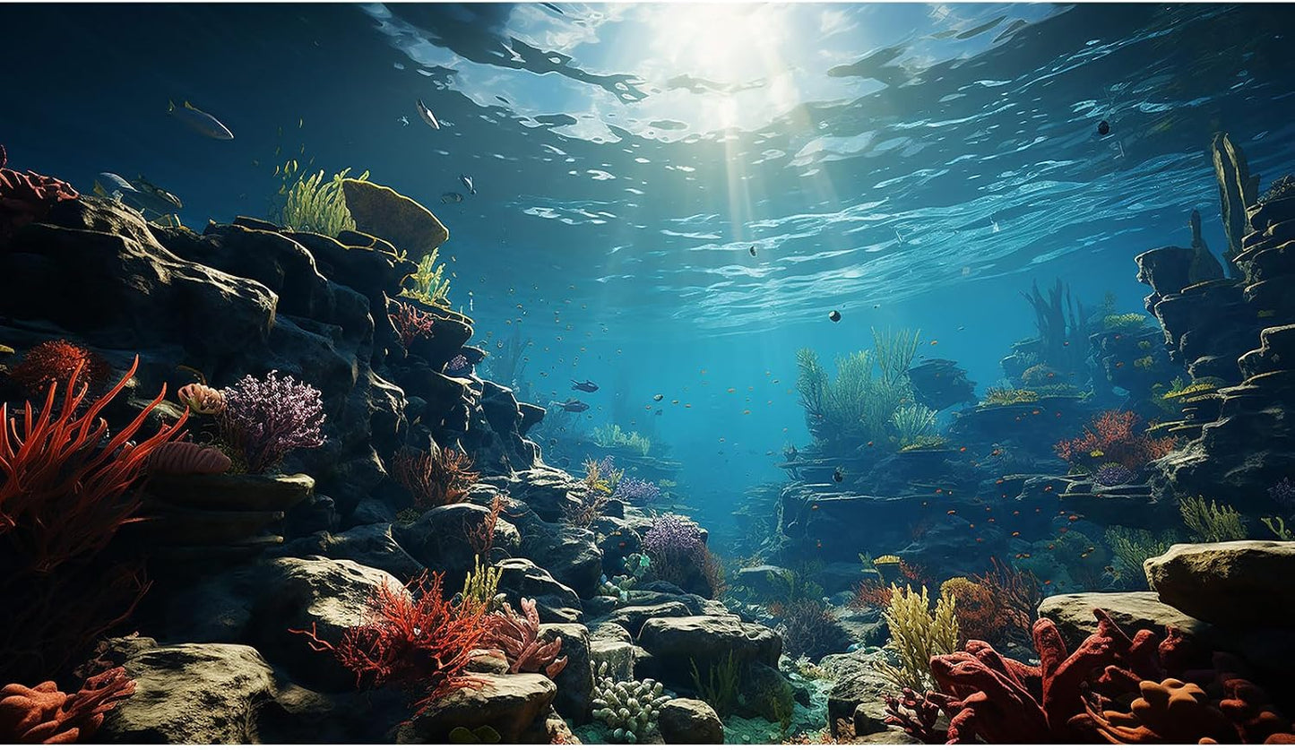 Aquarium Background Under Water Cave with Crystal Terrarium Backdrop Cave Style Rock Sunlight Rays Fish Tank Background Reptile Habitat Backdrop Wallpaper Poster Decor Vinyl 48x24in - Image 10