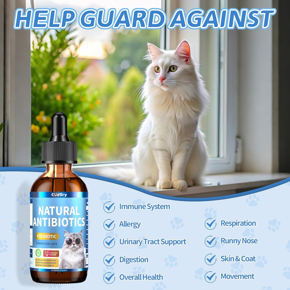 Back label of the Alivo pet supplement detailing herbal ingredients like cranberry and echinacea.