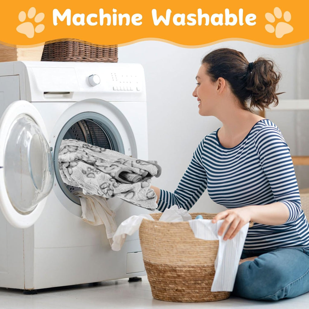 Okxiri washable pet blanket lining the bottom of a travel dog crate