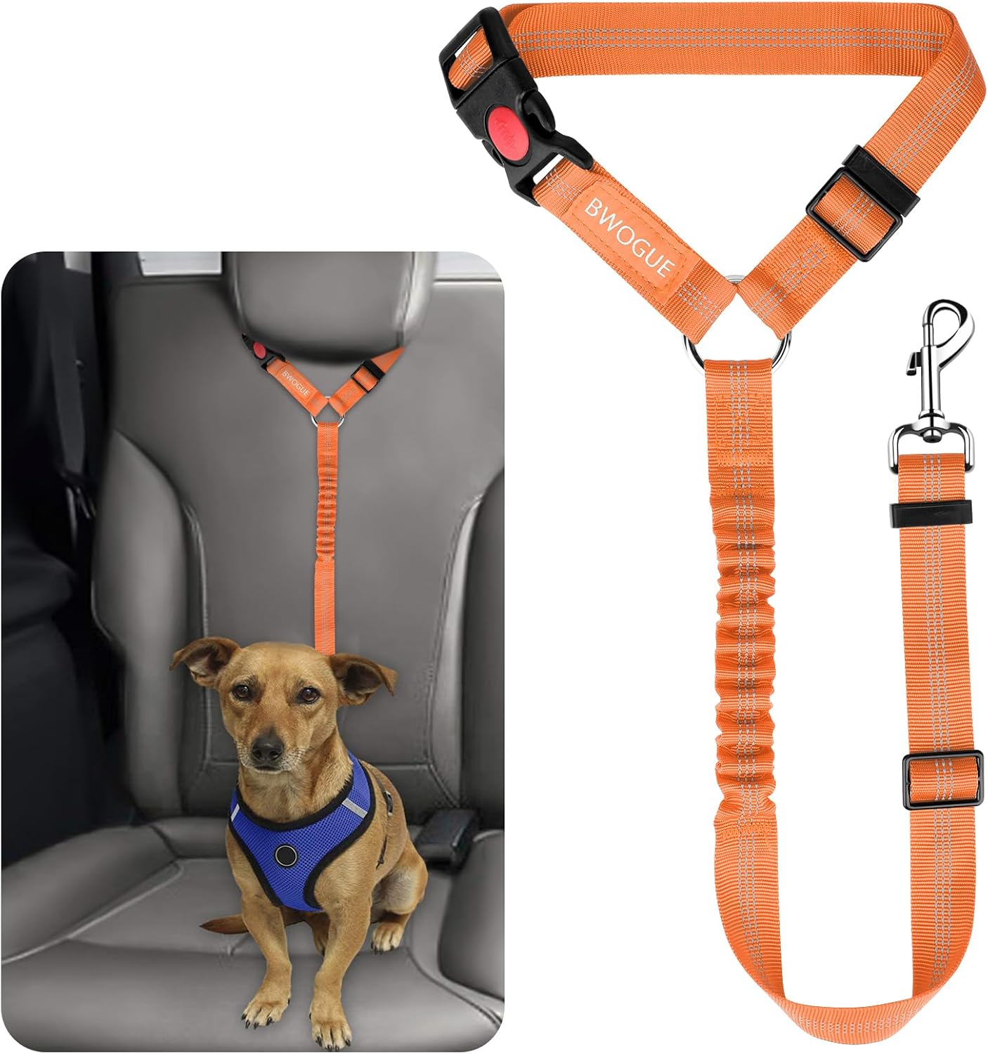 BWOGUE Pet Dog Cat Seat Belts, Car Headrest Restraint Adjustable Safety Leads Vehicle Seatbelt Harness (1 Pack) - Image 13