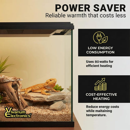Vivarium Electronics 80W reptile heat panel showing the textured glass-reinforced Noryl surface.