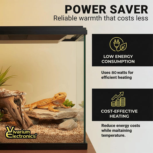 Vivarium Electronics 80W reptile heat panel showing the textured glass-reinforced Noryl surface.
