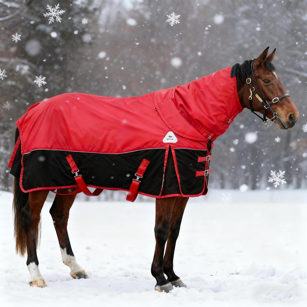 1200D Horse Turnout Blanket with Detachable Neck Cover, Medium Weight Water-Resistant BlanketWinter Horse Blanket for Real Horses(72in/135cm) - Image 10