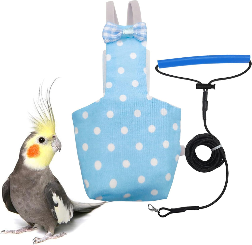 VANFAVORI Bird Diaper Harness Flight Suit Clothes with 80 Inch Flying Leash Rope for Parrots Conure Cockatiel Pet Birds Weight 80-105 Grams, M Size Denim, Including A Cotton Pad - Image 10