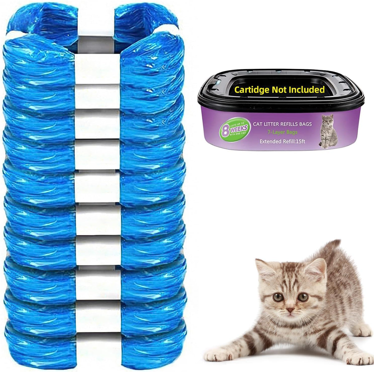 LONMATO cat litter refills ten pack roll view premium pet waste liners