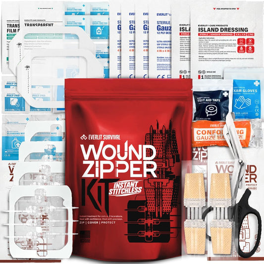 EVERLIT Wound Closure Kit front view showing surgical zip-stitch devices