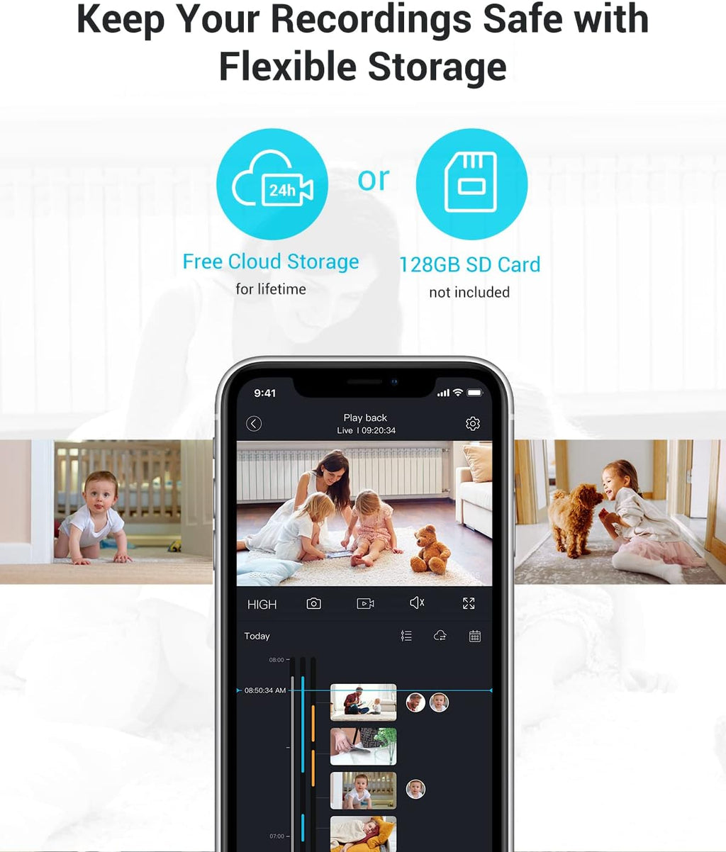 blurams 5G Indoor Cameras for Home Security, 2K Pet Camera with Phone App, 360 degrees PTZ Home Cam w/Dual-Band WiFi6, 2-Way Talk, Free Human/Sound Detection, Motion Tracking, Night Vision, Works with Alexa - Image 7