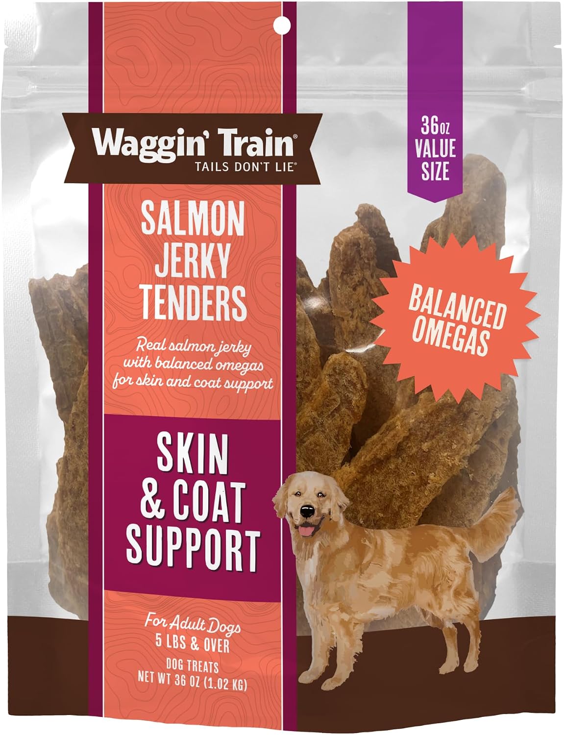 Waggin' Train Salmon Jerky Dog Treats for Skin and Coat Support, Made with 100% Real Salmon, No Grains and No Artificial Flavors or Colors, High Protein Dog Treat, Easily Digestible, 12 oz. Pouch - Image 11