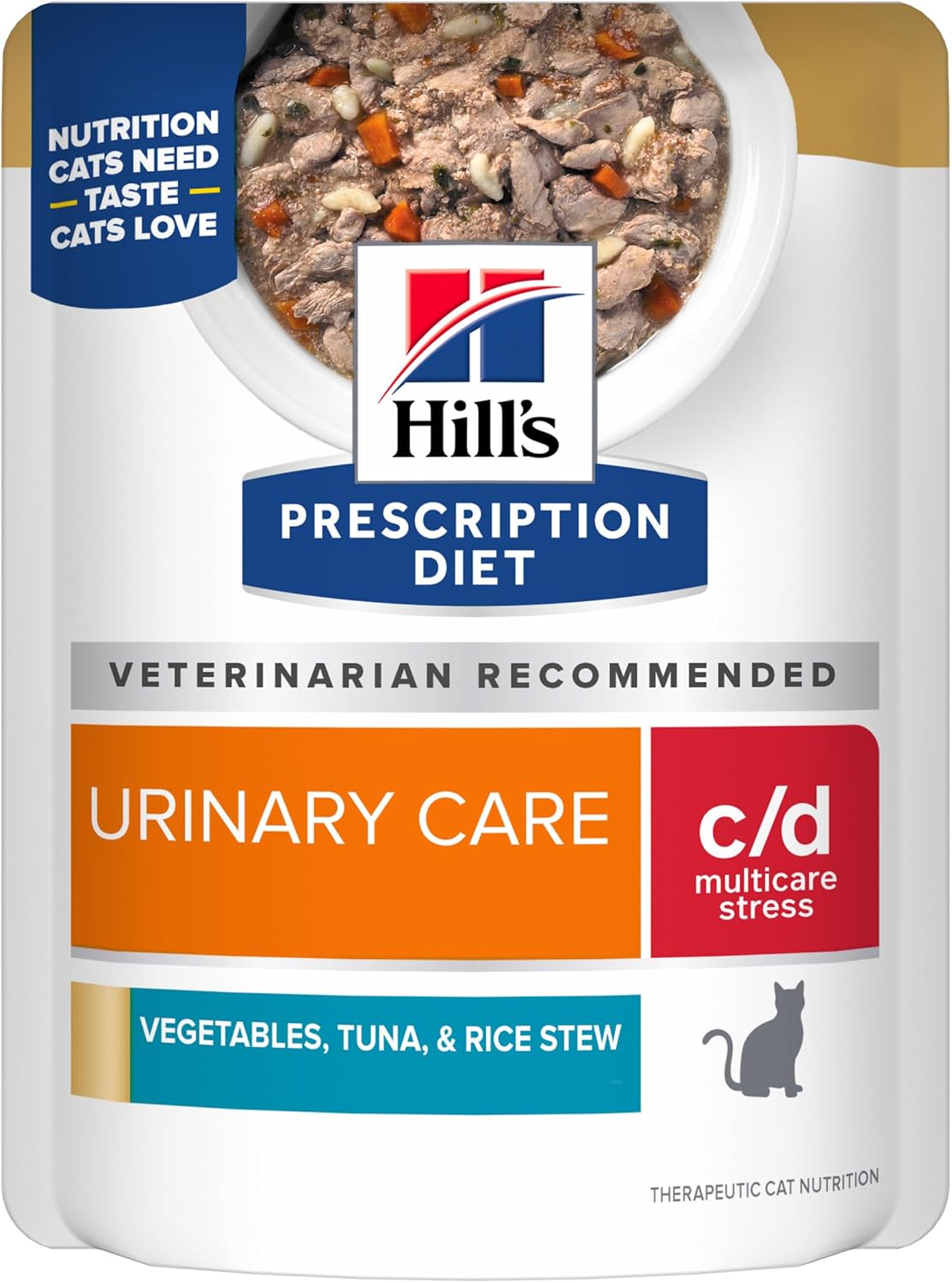 Hill's Prescription Diet c/d Multicare Stress Wet Cat Food, Chicken, Vegetables, & Rice Stew, 2.8 oz. Pouches, 24-Pack - Image 15