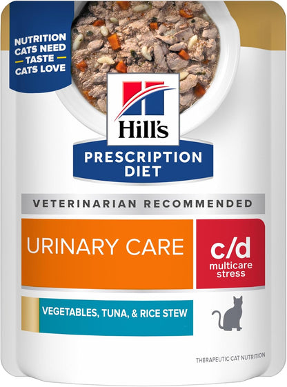 Hill's Prescription Diet c/d Multicare Stress Wet Cat Food, Chicken, Vegetables, & Rice Stew, 2.8 oz. Pouches, 24-Pack - Image 15