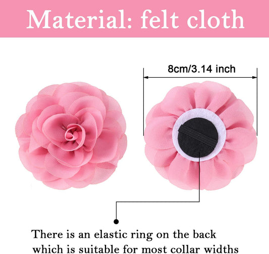Close up view of the elastic band attachment on the back of the chiffon pet flower.