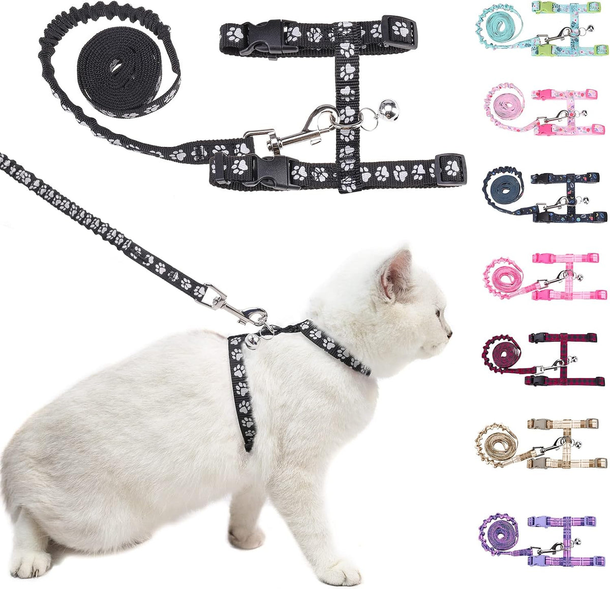 BEAUTYZOO Cat Harness and Leash Set Escape Proof for Walking, Kitten Soft Adjustable Vest Harnesses for Small Medium Large Cats, Easy Control Breathable Plaid Ribbon Nylon for Outdoor Indoor Use - Image 9
