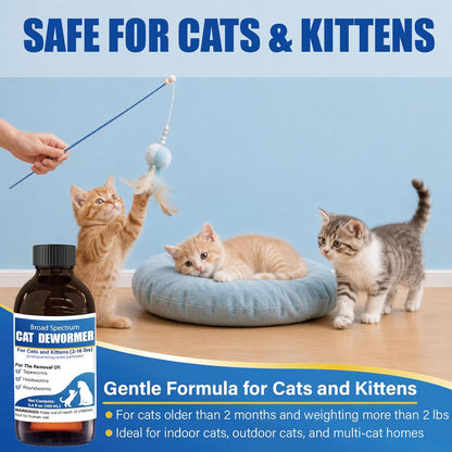 Broad Spectrum Cat Dewormer Liquid for Cats & Kittens (2-16 lbs) - Praziquantel & Pyrantel Pamoate Oral Suspension for Tapeworms, Roundworms & Hookworms, 100 mL with Oral Syringe - Image 9