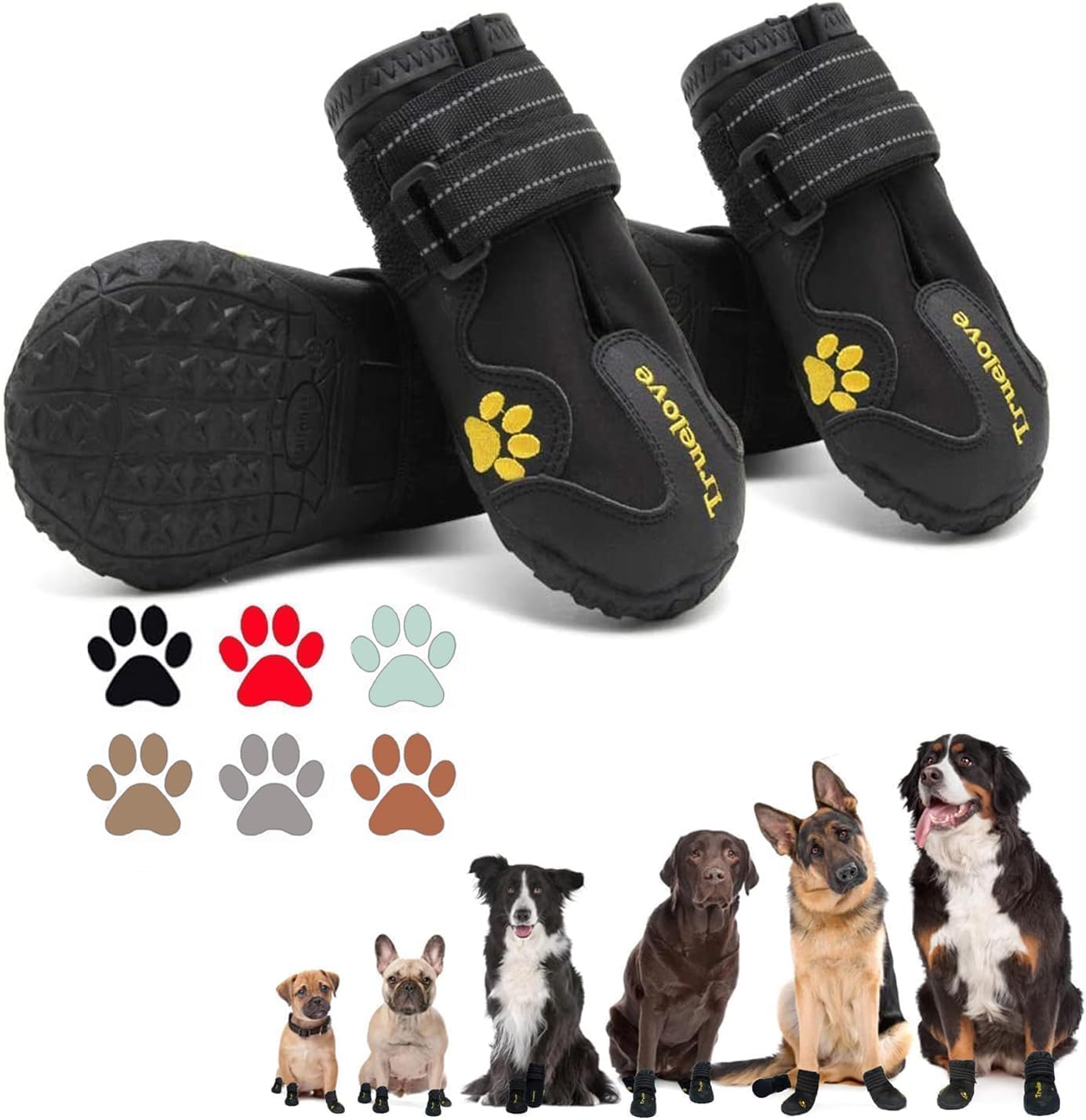 EXPAWLORER 4PCS Anti-Slip Dog Shoes - Waterproof Dog Booties & Paw Protectors with Reflective Straps for Outdoor Cold/Hot Pavement, Indoor Hardwood Floors, Winter Boots for Small Medium Large Dogs - Image 12