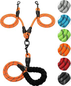 Double Dog Leash Reflective Detachable Coupler &360 degrees Swivel Tangle Free,Heavy Duty Rope Leash Control with Padded Handle for Dual Large Medium Dogs Walking Running Training (Light Blue) - Image 9