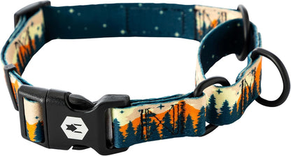 Wolfgang Man and Beast heavy duty martingale dog collar front view in Overland landscape print