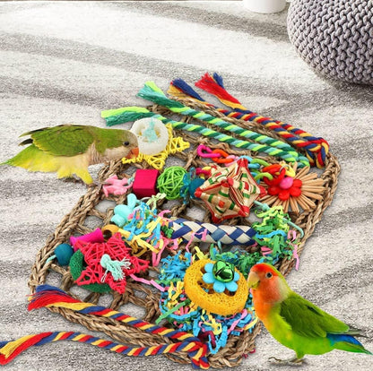 YIXUND cockatiel climbing net with acrylic hooks for easy bird cage installation