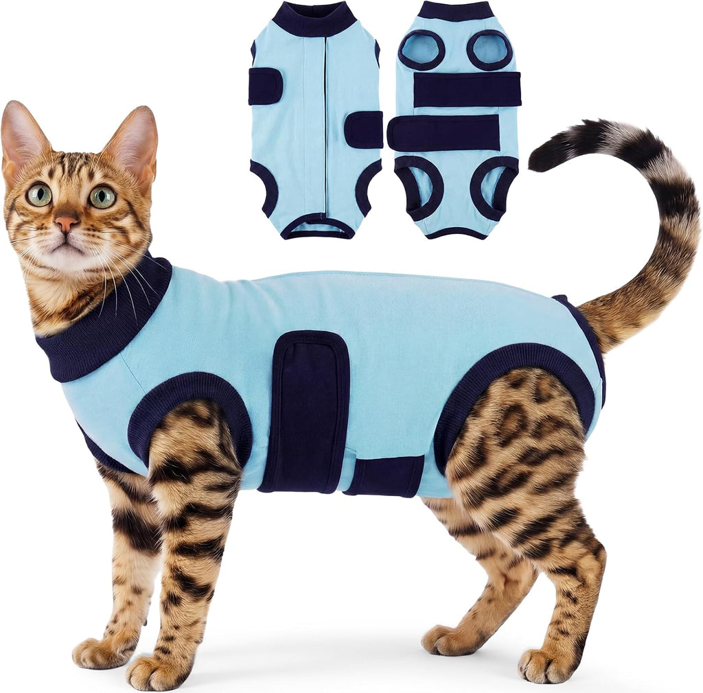 Kuoser Cat Surgery Recovery Suit, Spay Onesie Anti-Lick Female Male, Pink M - Image 9