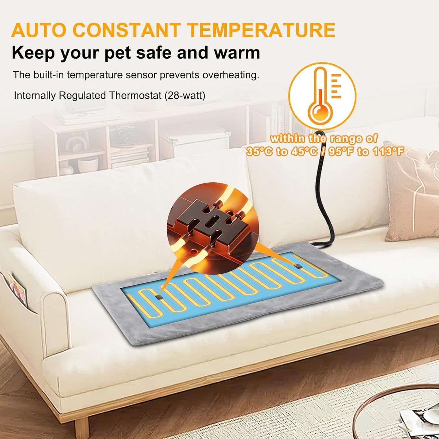 Texsens small animal warming pad with removable machine washable plush sleeve.