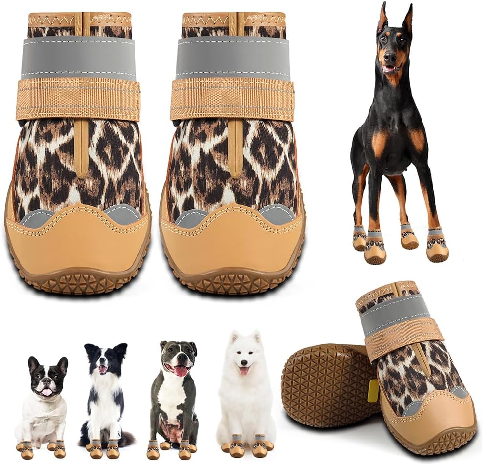 Dog Boots for Large Dogs, Medium Dog Boots & Paw Protectors for Hardwood Floors, Outdoor Dog Booties for Hot Pavement Winter Snow Hiking, Dog Shoes with Reflective Strips - Image 14