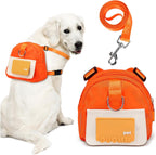 Bagentry orange dog backpack harness front view on a medium dog