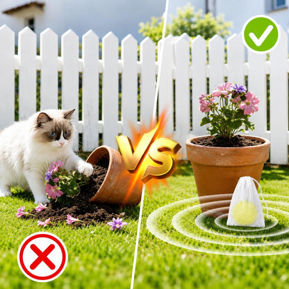 Natural plant-based cat repellent balls for garden use