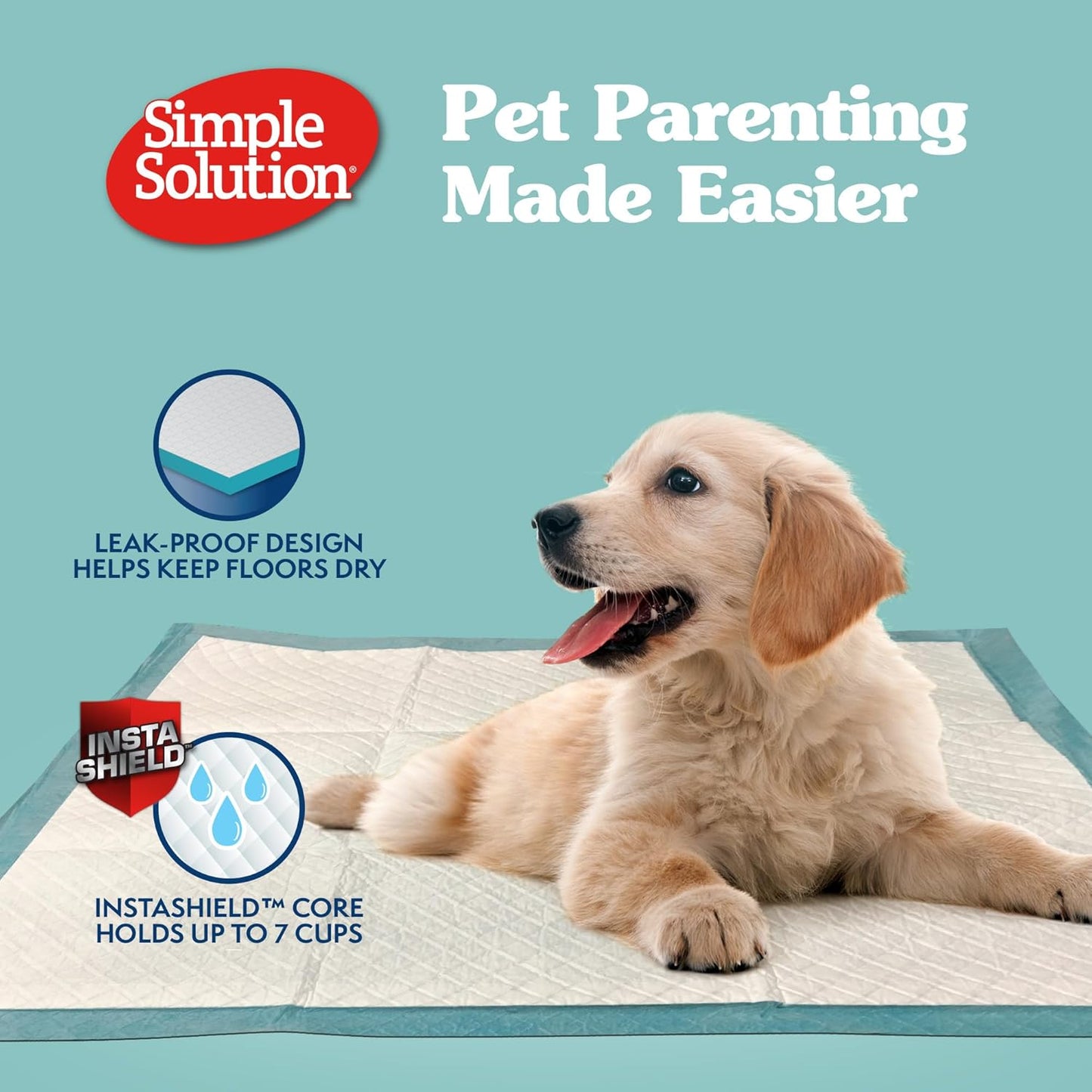 Simple Solution puppy pads extra large size laid out on modern home flooring for protection