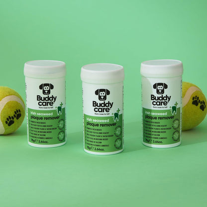 Buddycare grain free breath freshener bottle for clean teeth and healthy gums.