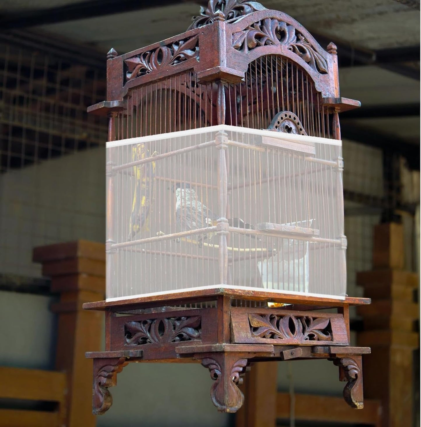 White polyester mesh seed catcher showing secure high elastic edge band details