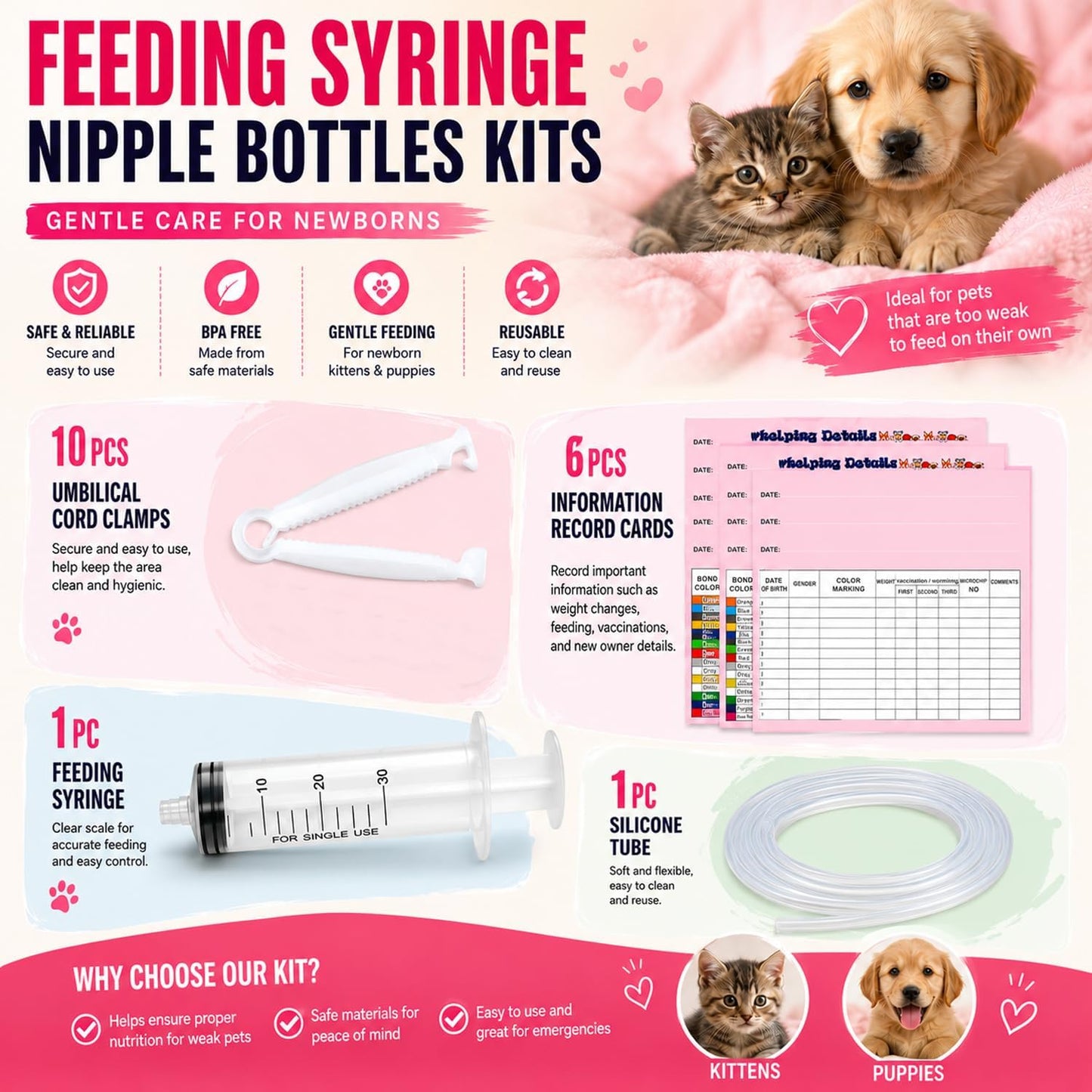 Kewen puppy whelping kit compact interior mesh organizer pockets with medical essentials