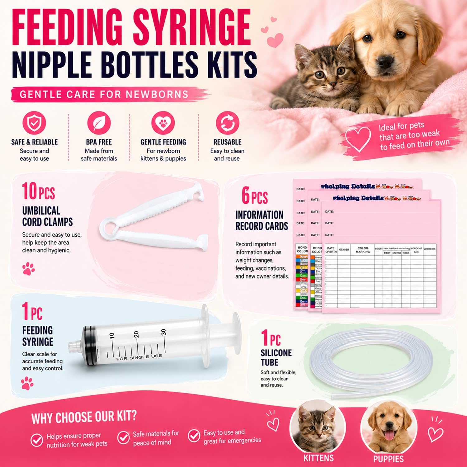 Kewen puppy whelping kit compact interior mesh organizer pockets with medical essentials
