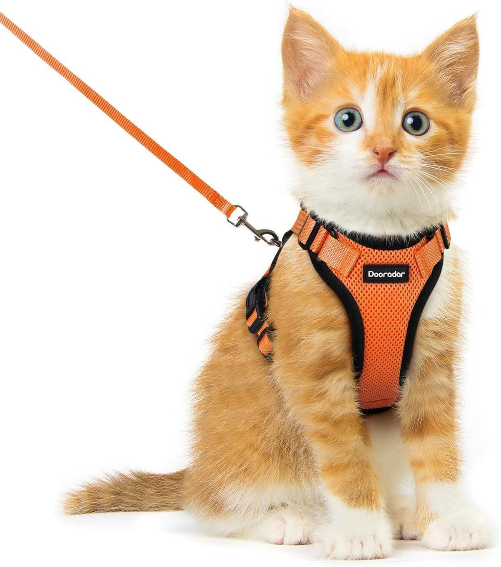 Dooradar Cat Harness and Leash Set, Escape Proof Safe Adjustable Kitten Vest Harnesses for Walking, Easy Control Soft Breathable Mesh Jacket with Reflective Strips for Cats, Pink, Xs - Image 15