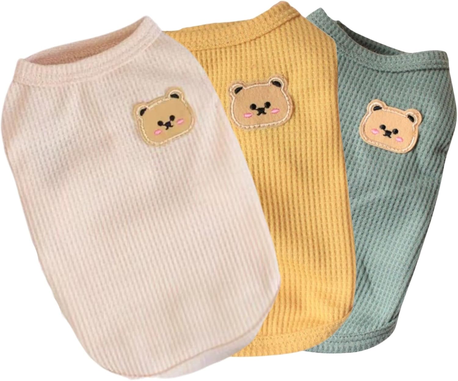 Cotton Dog Shirt Summer Lightweight Pet T-Shirts Soft Breathable Stretchy Cats Dogs Tee Shirt Sleeveless Vest Dog Apparel for Medium Small Dog Clothes 3PCS Yellow&Green&Pink - Image 9