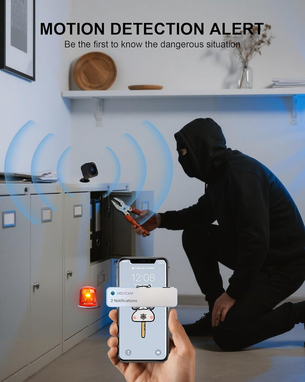 Smartphone app showing motion detection alert from Aobocam
