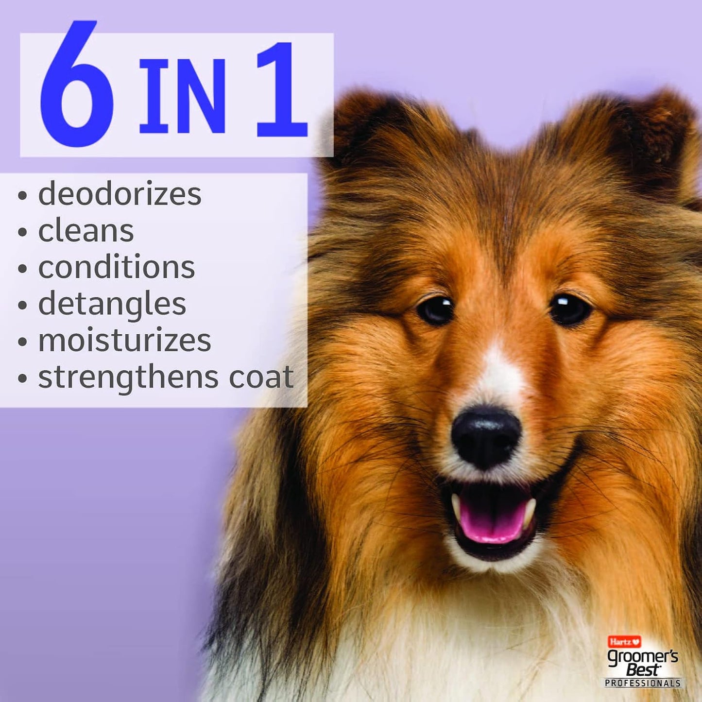 Premium USA imported sulfate free dog shampoo by Hartz showing 18 ounce packaging