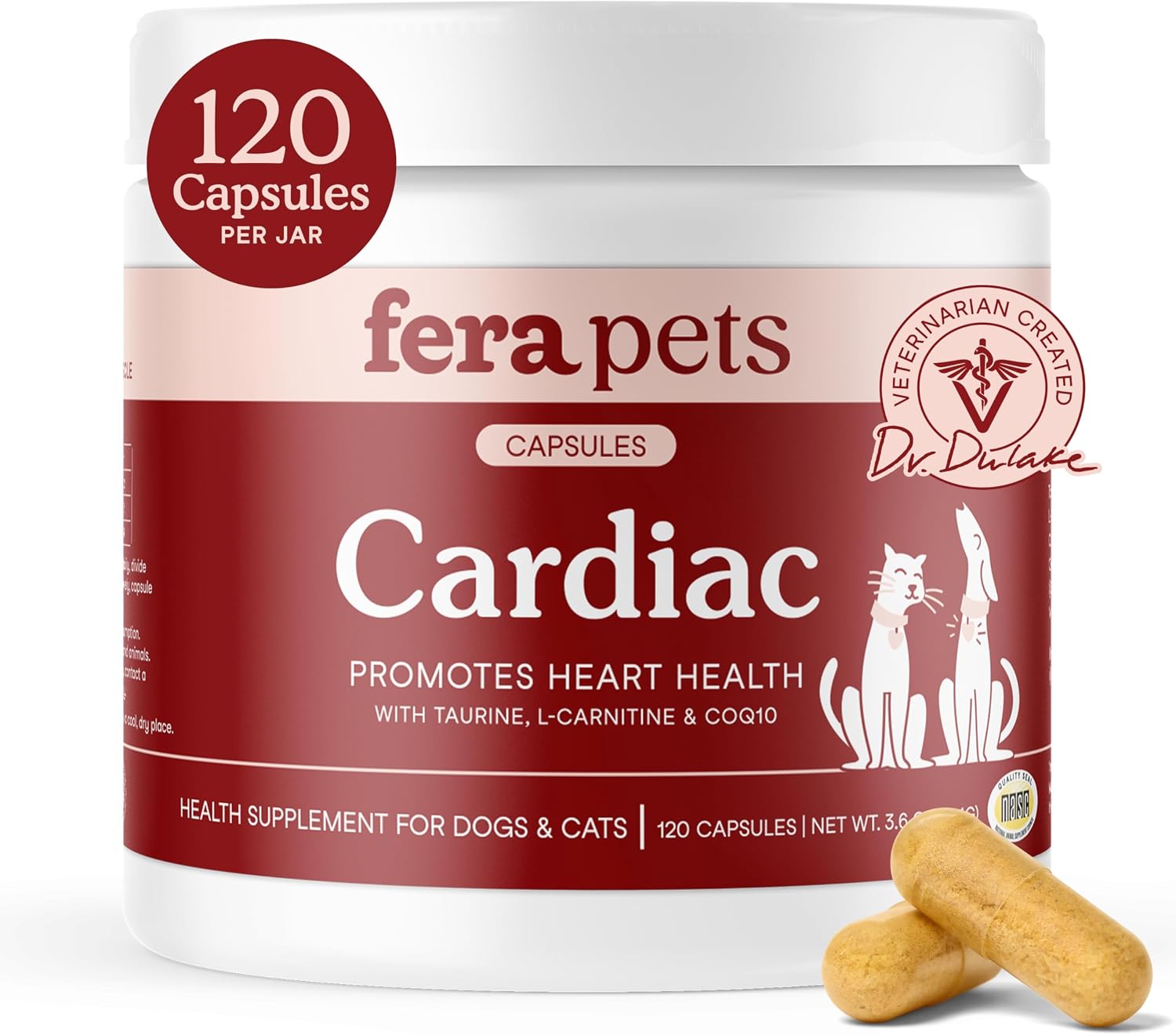 Fera Pets Cardiac Support - Cat & Dog Heart Supplement with Taurine, L-Carnitine, & CoQ10 - Promotes Normal Circulation and Heartbeat - 60 Capsules - Image 10