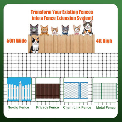 50FT Cat-Proof Fence Topper System 24" Horizontal Outreach Steel Extender Anti-Climb Conversion Kit for Brick/Wood/Vinyl/Metal Fences Pet Safe Barrier (Mesh and Arms Kit) Upgrade - Image 7