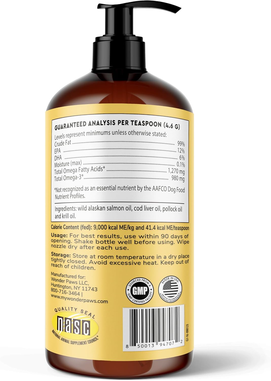 Wonder Paws Superhero Omega Max 16 Ounce liquid supplement presentation