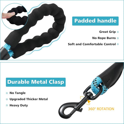 Heavy duty pet training lead with leather cover joint details