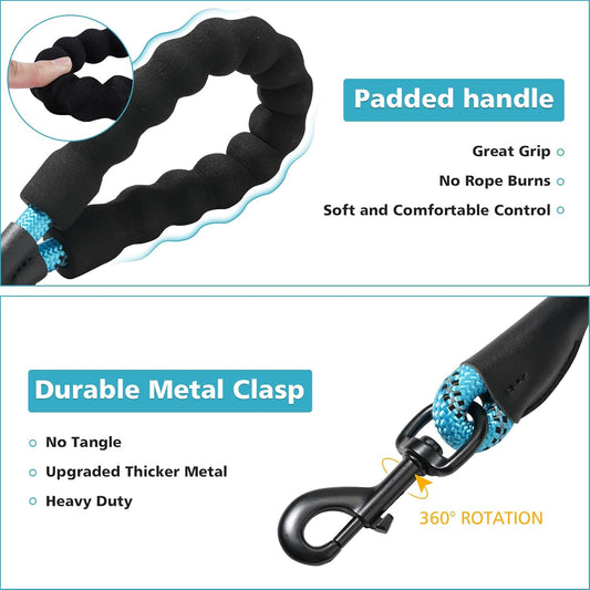 Heavy duty pet training lead with leather cover joint details