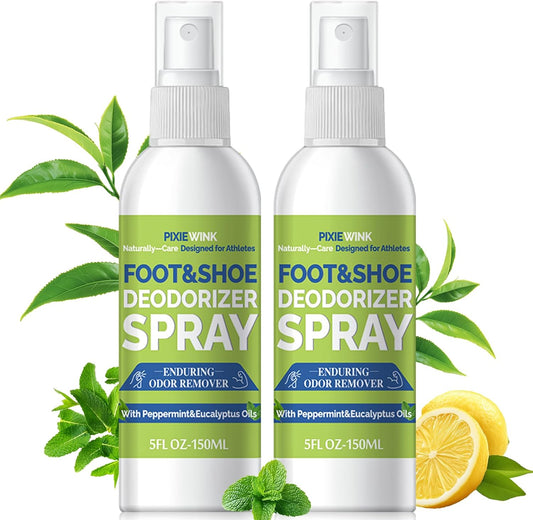 Pixiewink Foot and Shoe Deodorizer Spray 2-pack front view for odor control.