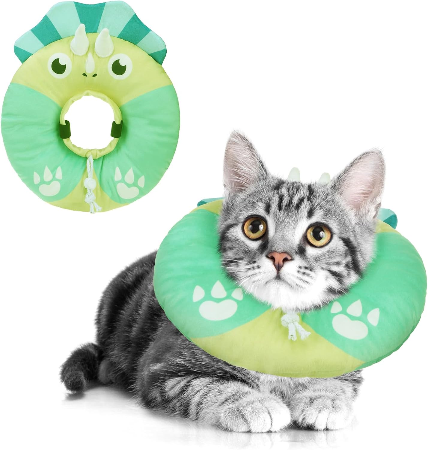 BEAUTYZOO Cat Cone Collars Soft, Cat Recovery E Collars After Surgery to Stop Licking, Adjustable Elizabeth Circle Collar Cute Pet Donut Pillow for Cats Kitten Small Dogs, Cute Shark S - Image 11