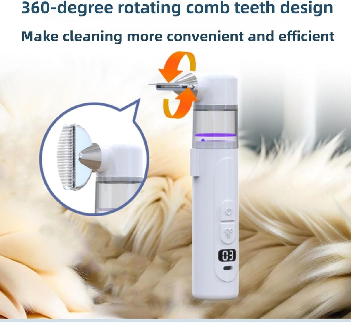 Electric Pet Flea Comb, 2 in 1 Rechargeable Dog Flea Comb for Cats & Rabbits, Detangling Brush & Lice Comb Removes Fleas, Lice & Loose Hair for Long Short Haired Pets - Image 9