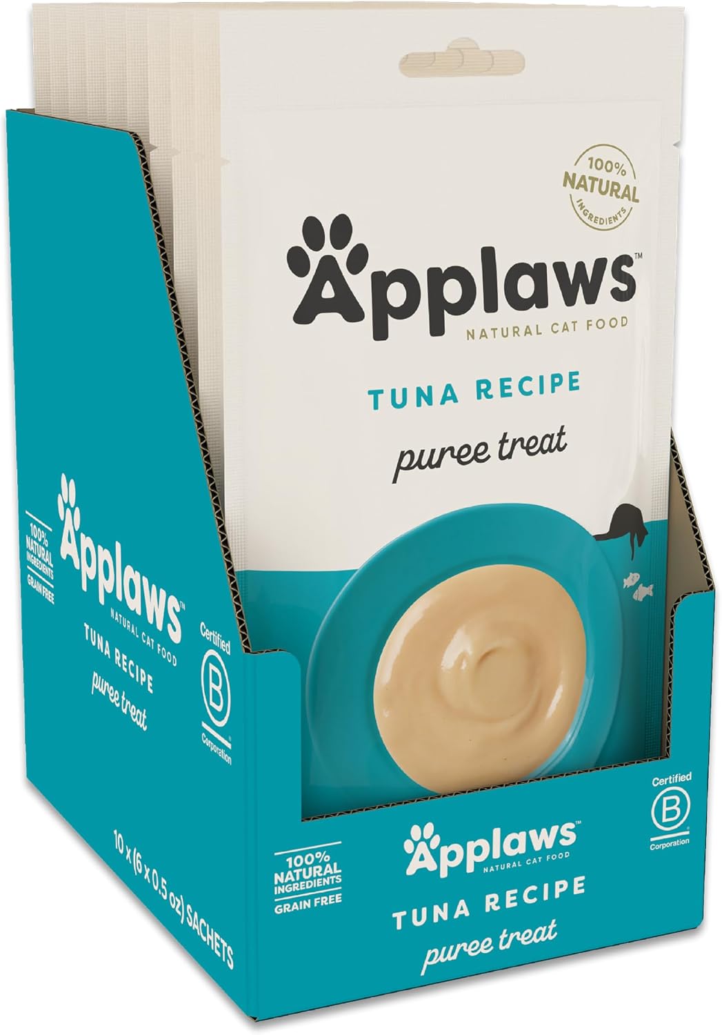 Applaws Lickable Cat Treats, Natural Grain-Free Pure, Made with Limited and Natural Ingredients, No Artificial Additives, Fish Squeeze Up Cat Treats (24 x 0.5 oz Sachets) - Image 11