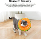 Cushioned cat donut collar with adjustable neck drawstring for comfortable recovery