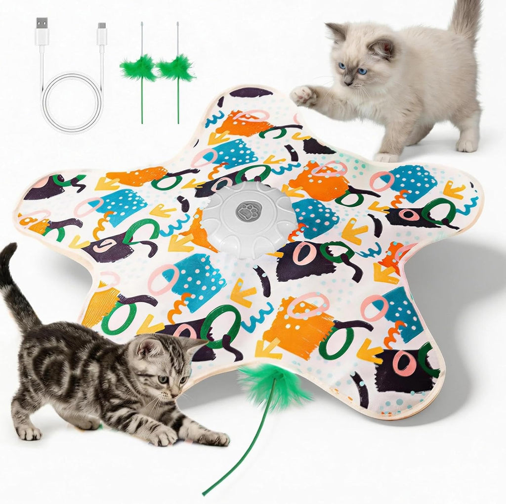 2-in-1 Cat Toys Interactive in Play Mat (Blue) - Image 9