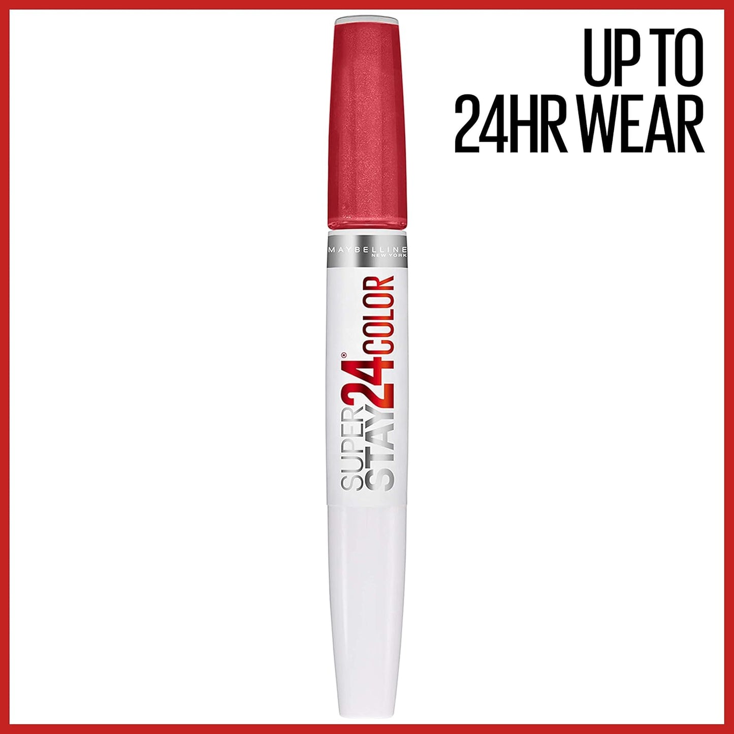 Maybelline 2-Step long lasting highly pigmented liquid lip color in coral pink shade.